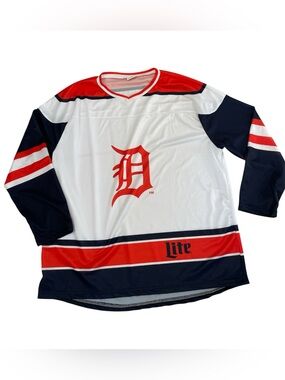 Detroit Tigers Crossover Hockey Jersey Miller Lite Stadium Giveaway Sz XL